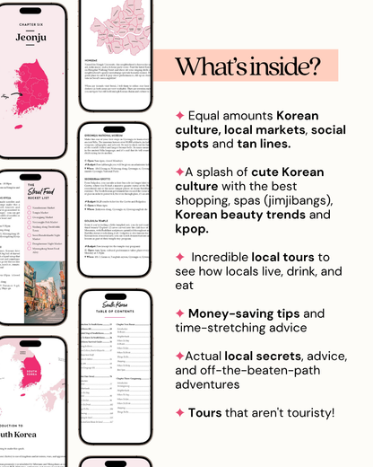 Promotional text about a travel guidebook with images of South Korea.